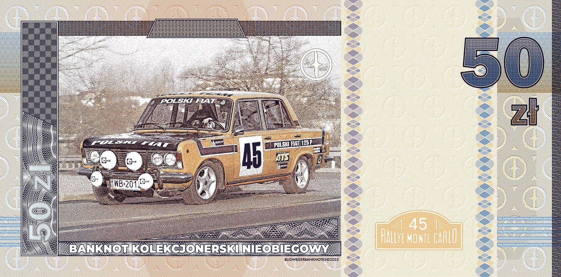 Banknot kolekcjonerski z legendarnym Fiatem 125p z serii "Samochody PRL"
