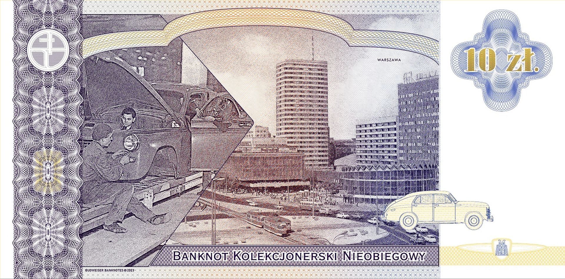 Banknot kolekcjonerski z legendarnym Fiatem 125p z serii "Samochody PRL"