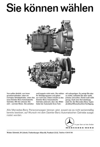 Manualna czy automatyczna - reklama automatycznej skrzyni biegów, której premiera odbyła się w 1961 r.