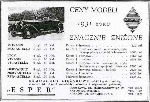 Reklama Renault z 1931 r.