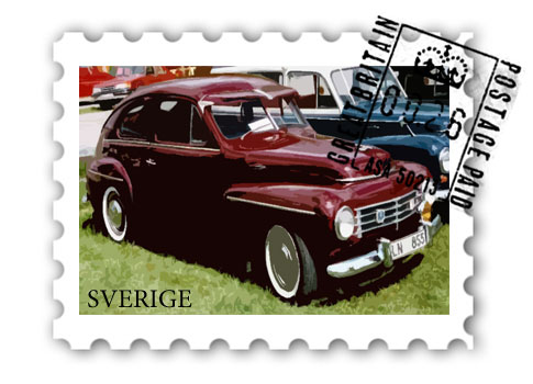 Volvo PV 444 na znaczku pocztowy roku 2009 w Szwecji