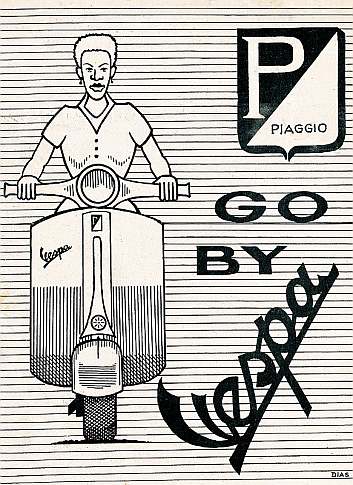 Plakat reklamowy Piaggio-Vespa w latach 1946-1981