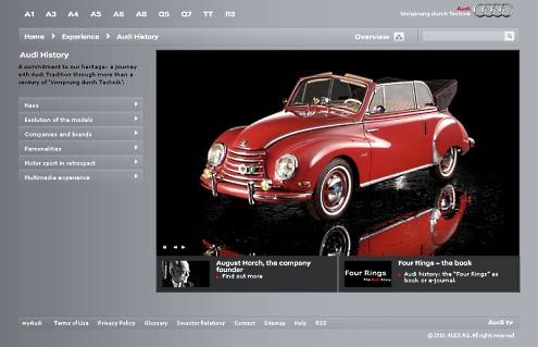 Historia Audi w nowym serwisie internetowym
